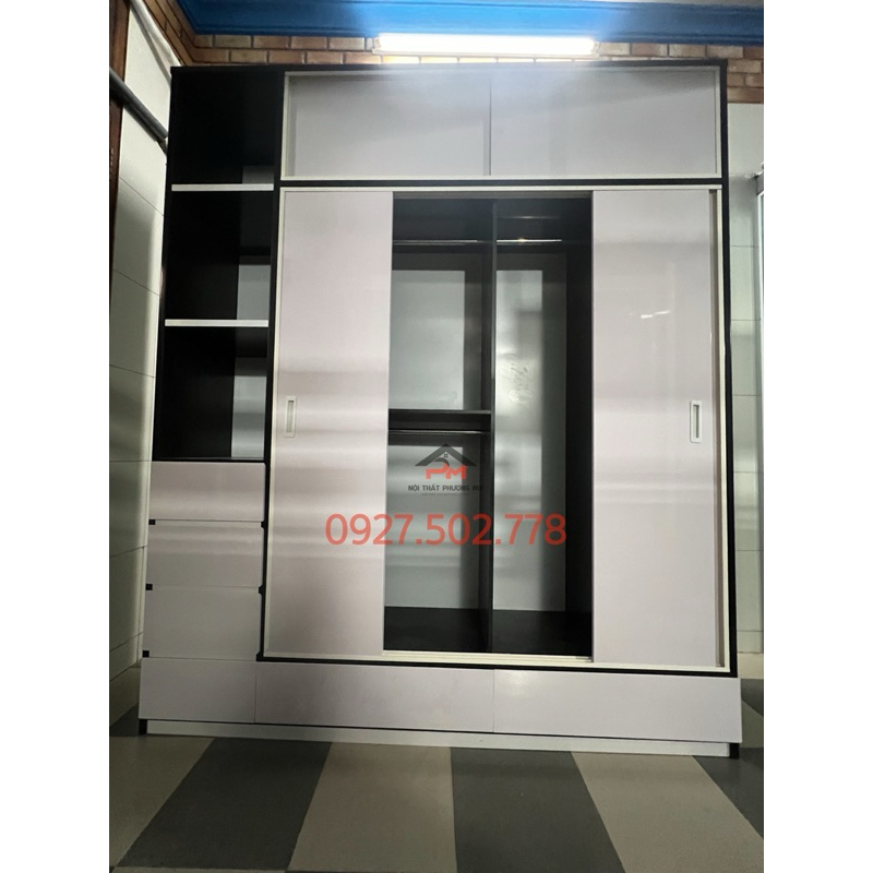 Tủ nhựa Đài Loan cao trần cánh lùa, ngang 2m x cao 2m4 - FREESHIP 15km HCM, Bình Dương