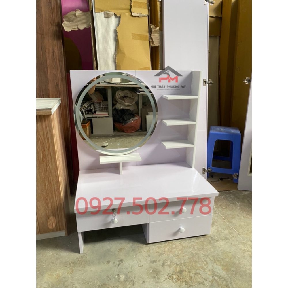 Bàn trang điểm bệt đèn cảm ứng 3 màu 80 x1m 3 hộc kéo - FREESHIP 15km HCM, Bình Dương