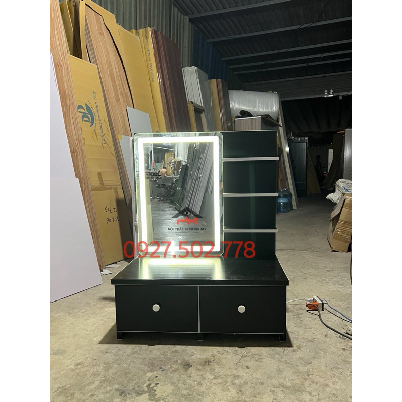 Bàn trang điểm bệt đèn cảm ứng 3 màu 80 x1m 2 hộc kéo - FREESHIP 15km HCM, Bình Dương